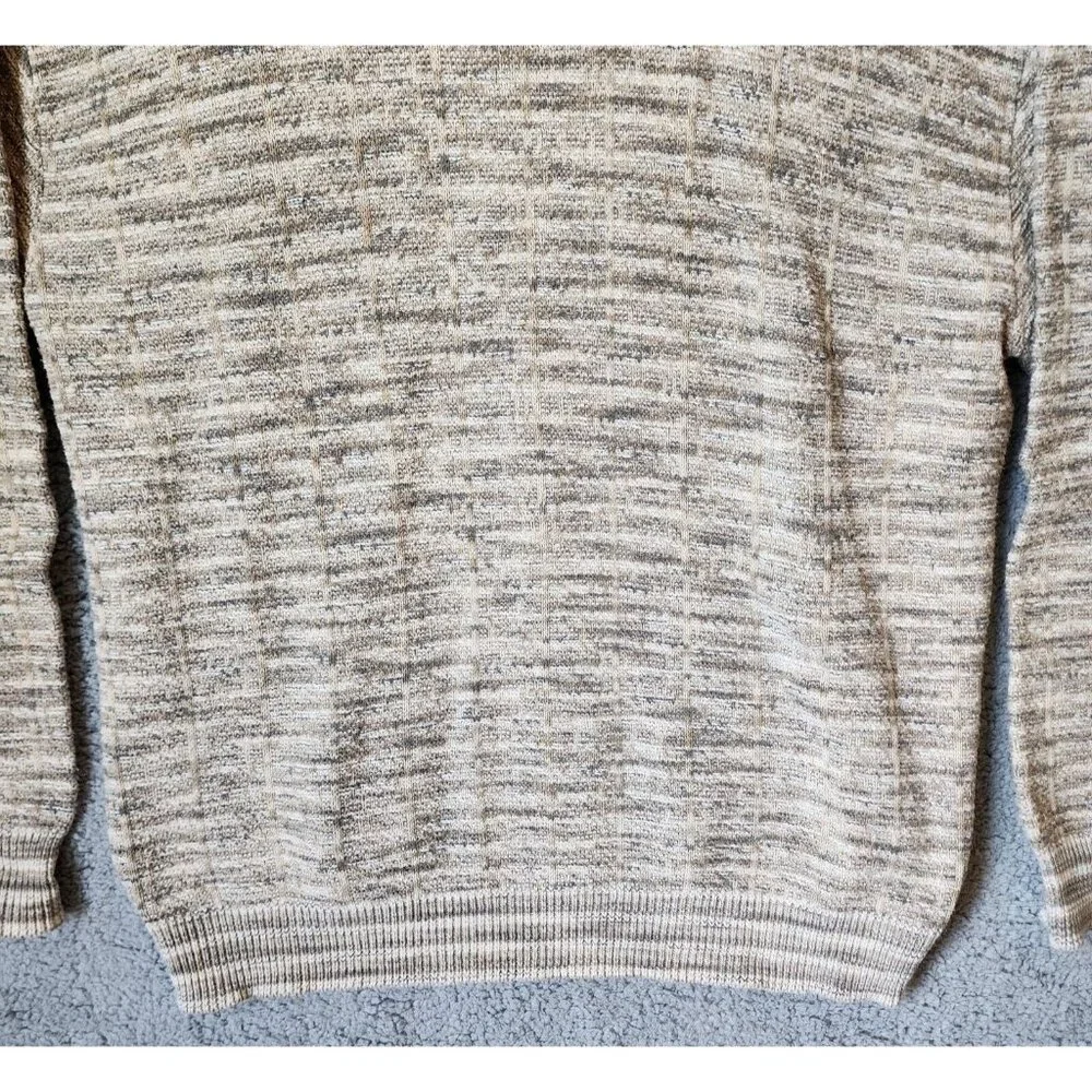 VTG Croft & Barrow Beige Striped Pullover Knit Sweater Size XL Tall‎ USA Made